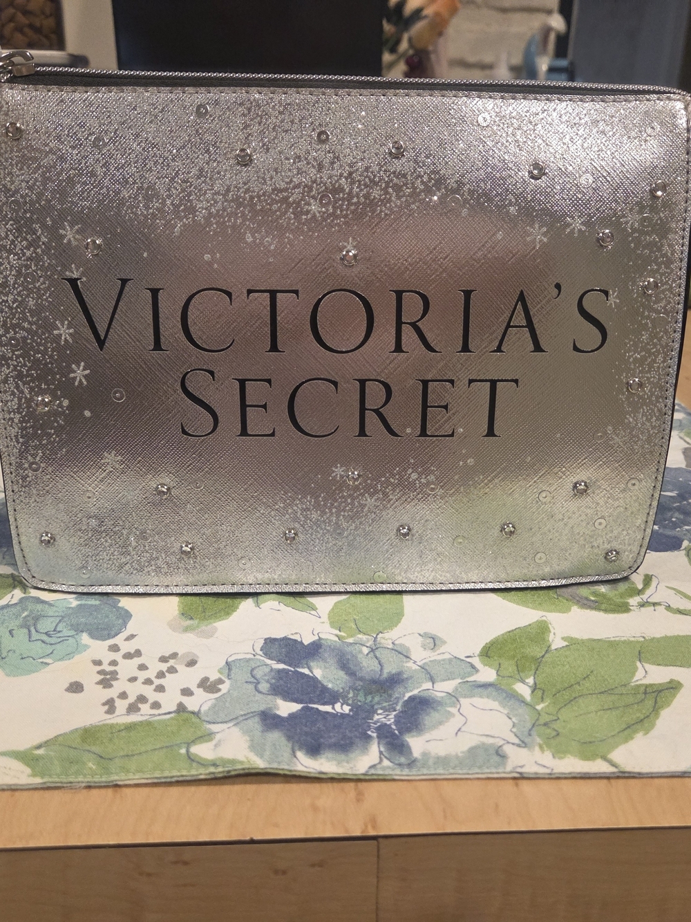 Victoria's Secret Silver Sparkle Cosmetic Pouch